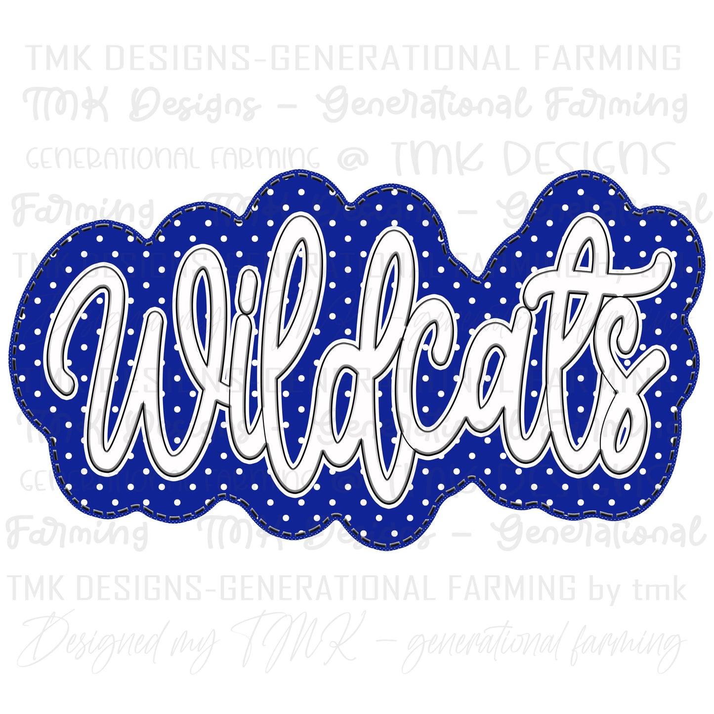 Wildcat embroider sew patch look with digital stitching - made for DTF printing on darks or sublimation printing on lights.