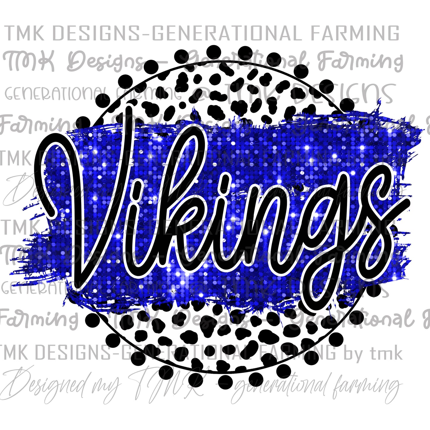 Vikings circle glitter dalmatian logo for school attire - can be used for DTF printing on darks or Sublimations printing on lights