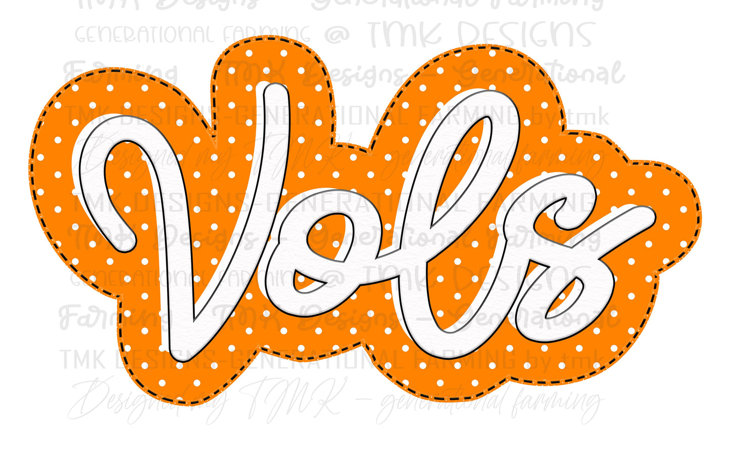 Vols Embroidered look with digital stitches for DTf or sublimation printing