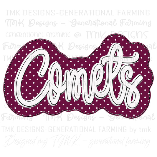 Digital comet embroidered design