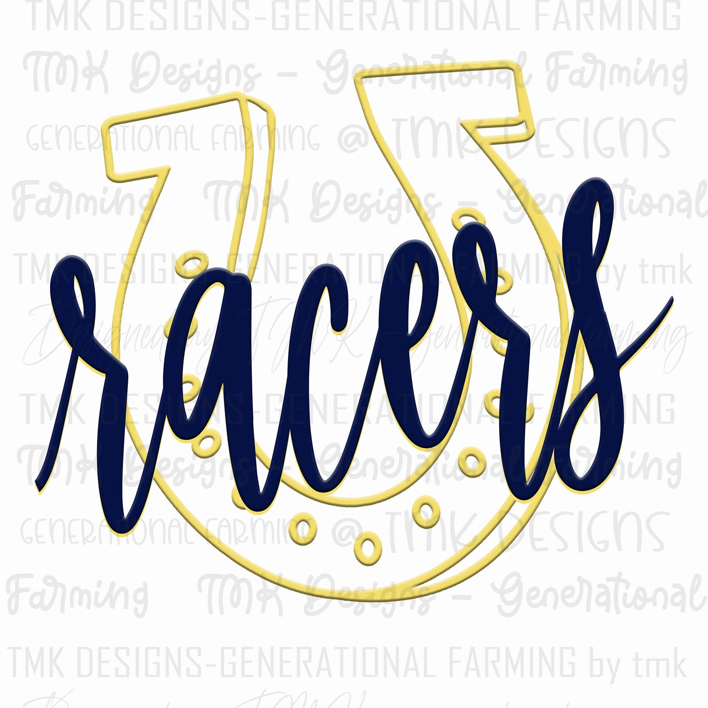 Racer with horseshoe design in downloadable PNG file for sublimation and Dtf printing