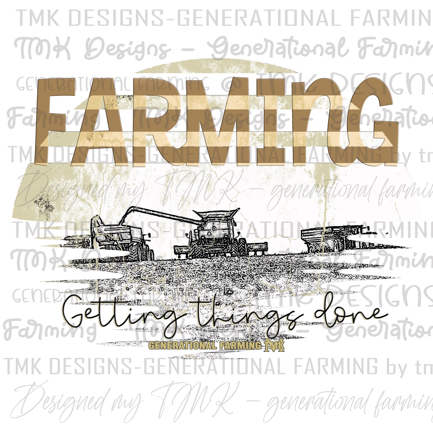 Farming - getting things done - Generational farming logo with downloadable PNG file for sublimation or DTF printing