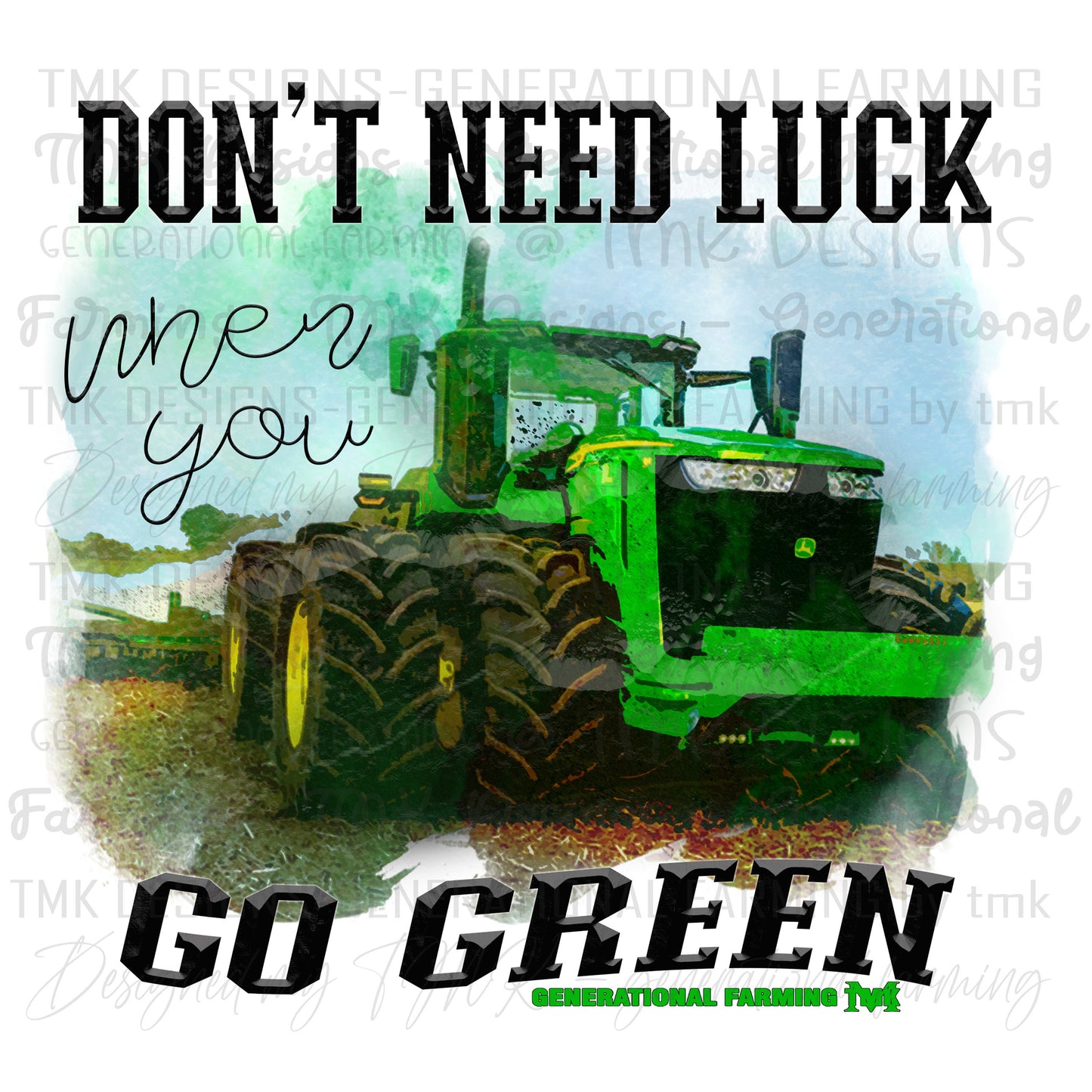 John Deere for a Lucky St. Patrick's Day shirt!!! This is a digital download in PNG format to be use for sublimation or DTF printing.