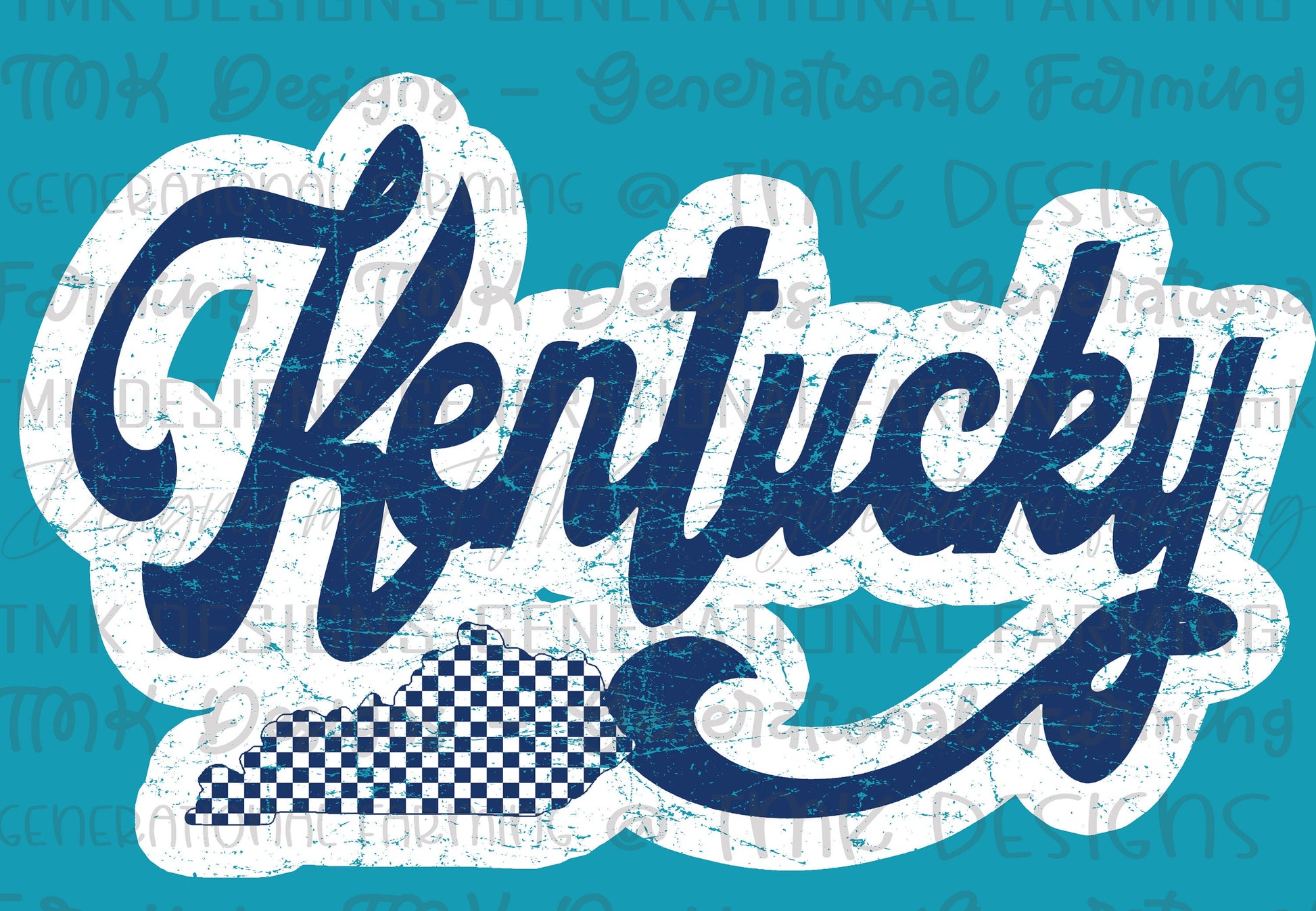 Ky checkered flag vintage logo - made for DTF printing on darks or sublimation printing on lights.