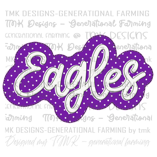 Eagles Embroidered look with digital stitches for DTf or sublimation printing