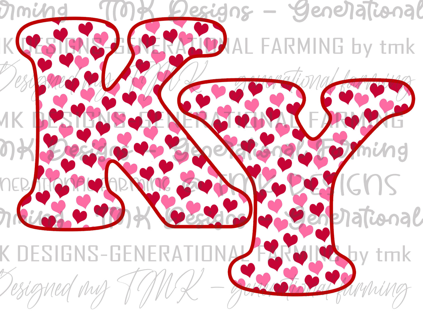 Ky heart logo - made for DTF printing on darks or sublimation printing on lights.