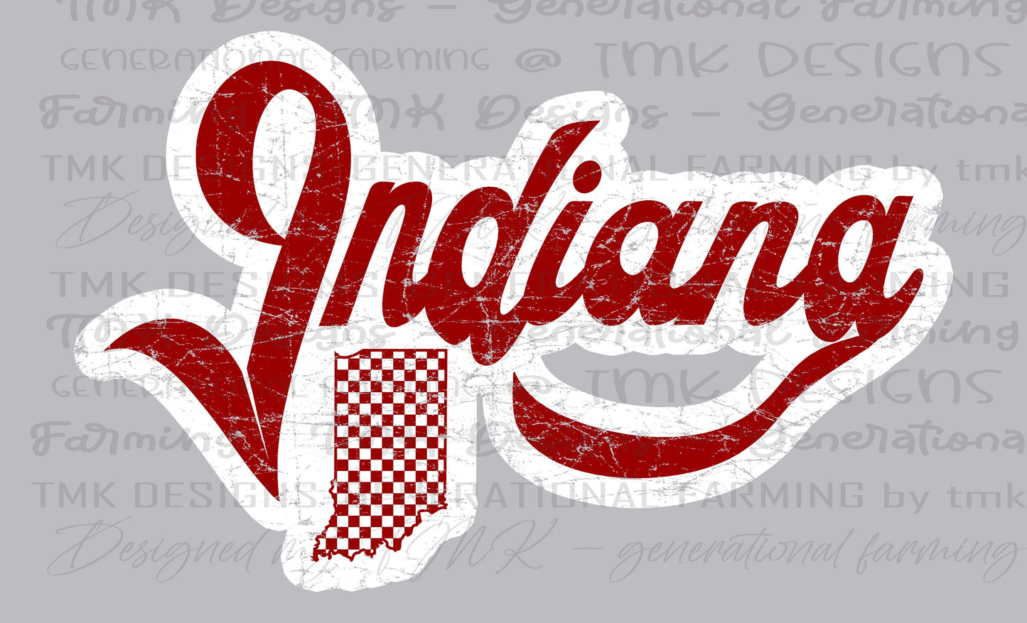 Indiana checkered flag vintage logo - made for DTF printing on darks or sublimation printing on lights.