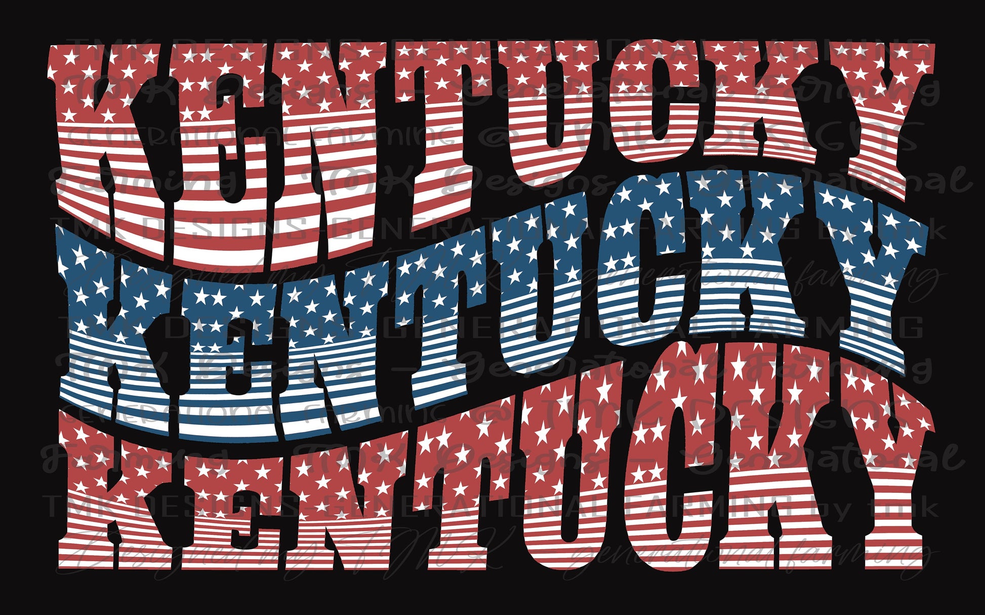 Ky American flag wavy logo - made for DTF printing on darks or sublimation printing on lights.