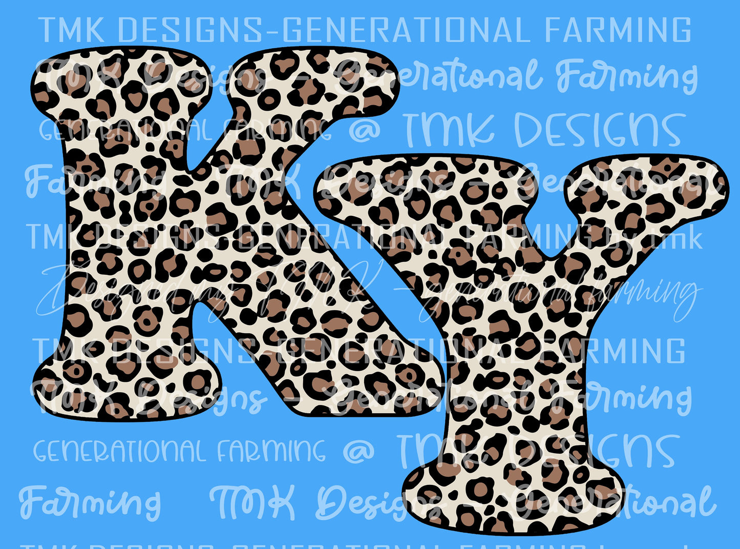 Ky state bubble logo cheetah- made for DTF printing on darks or sublimation printing on lights.